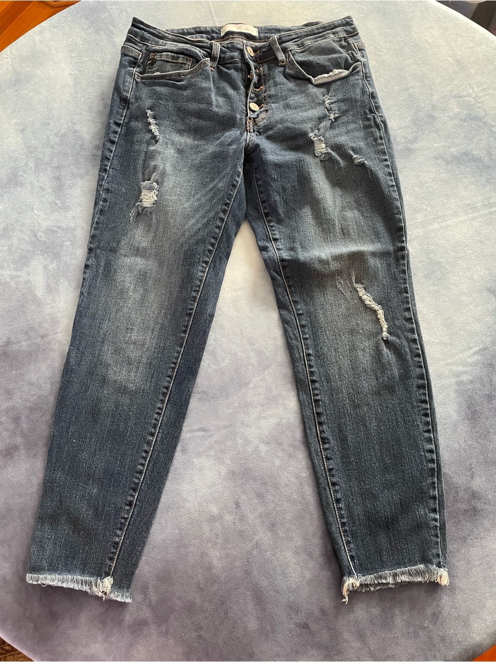 KanCan Distressed Dark Gray Cropped Ankle Jeans